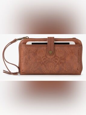 The Sak Iris Large Smartphone Wallet Crossbody in the Tobacco Floral